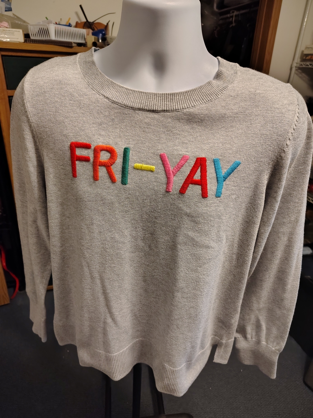 Time and Tru Light Gray Crewneck Sweater